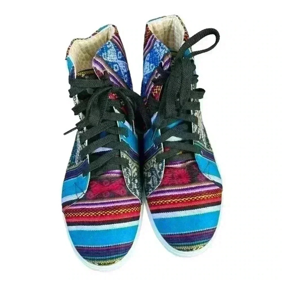 Inkkas Peruvian textile hightop sneakers Inca textile Women’s Size 10 Men’s 8 - Picture 2 of 11